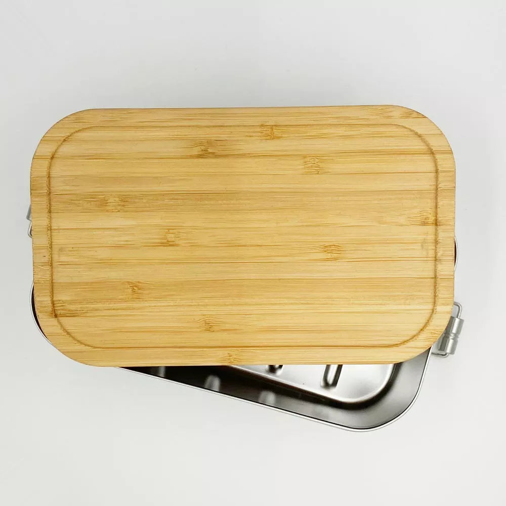 Große Lunchbox mit Safe-Bambusdeckel, ca. 1100ml - Mit Wunschgravur