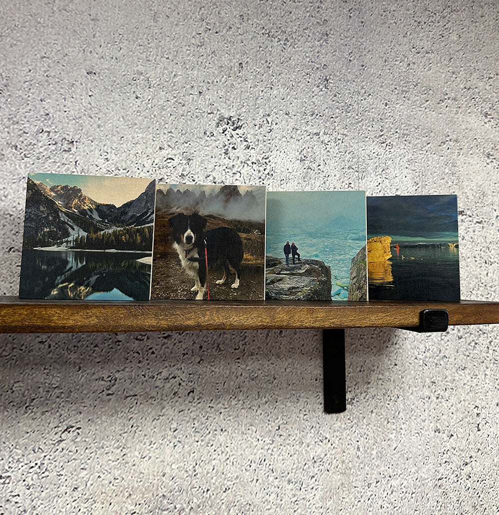 Holzfoto, 4er Set, 12x12cm