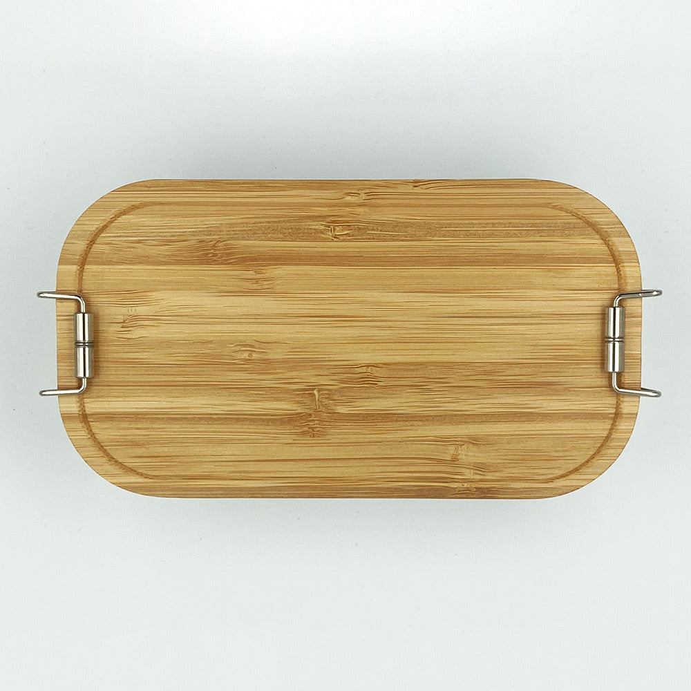 Kleine Lunchbox mit Bambusdeckel, ca. 750ml - Mit Wunschgravur