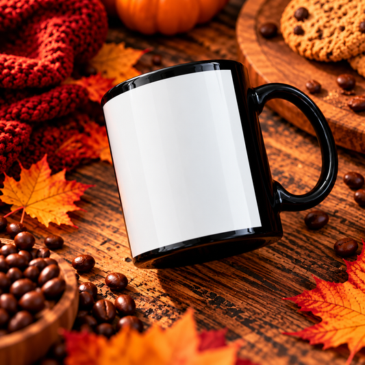 Schwarze Keramiktasse mit individuellem Druck