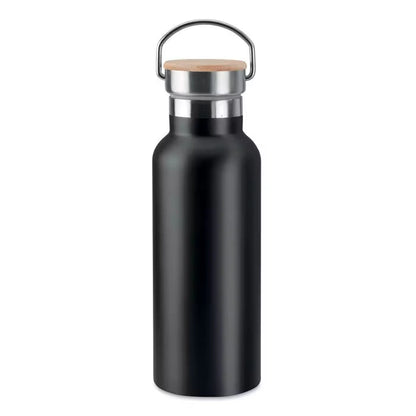 Edelstahl-Trinkflasche mit Bambusdeckel