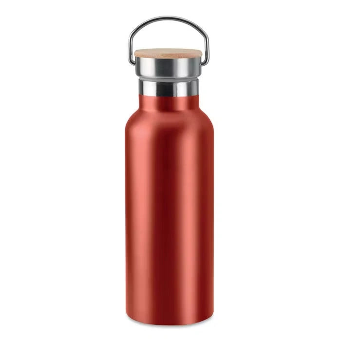 Edelstahl-Trinkflasche mit Bambusdeckel