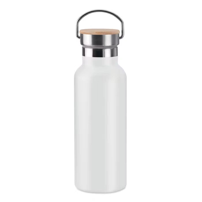 Edelstahl-Trinkflasche mit Bambusdeckel