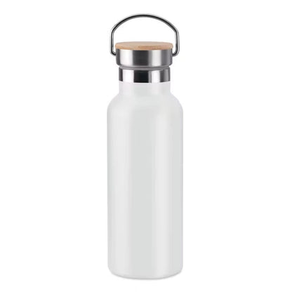 Edelstahl-Trinkflasche mit Bambusdeckel