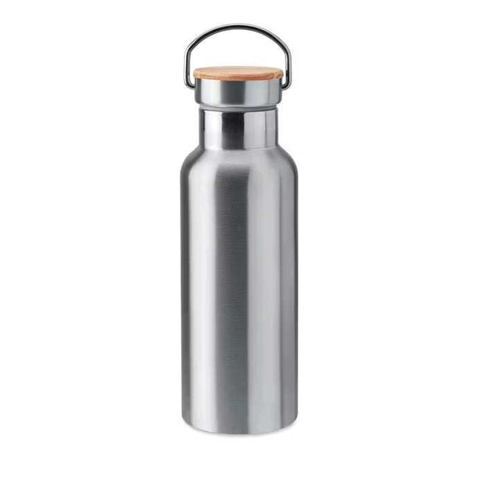 Edelstahl-Trinkflasche mit Bambusdeckel