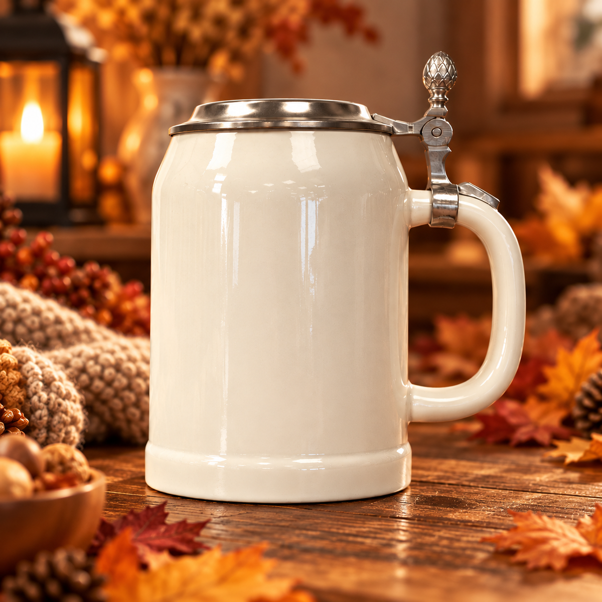 Bierkrug 0,5l mit Deckel und Druck