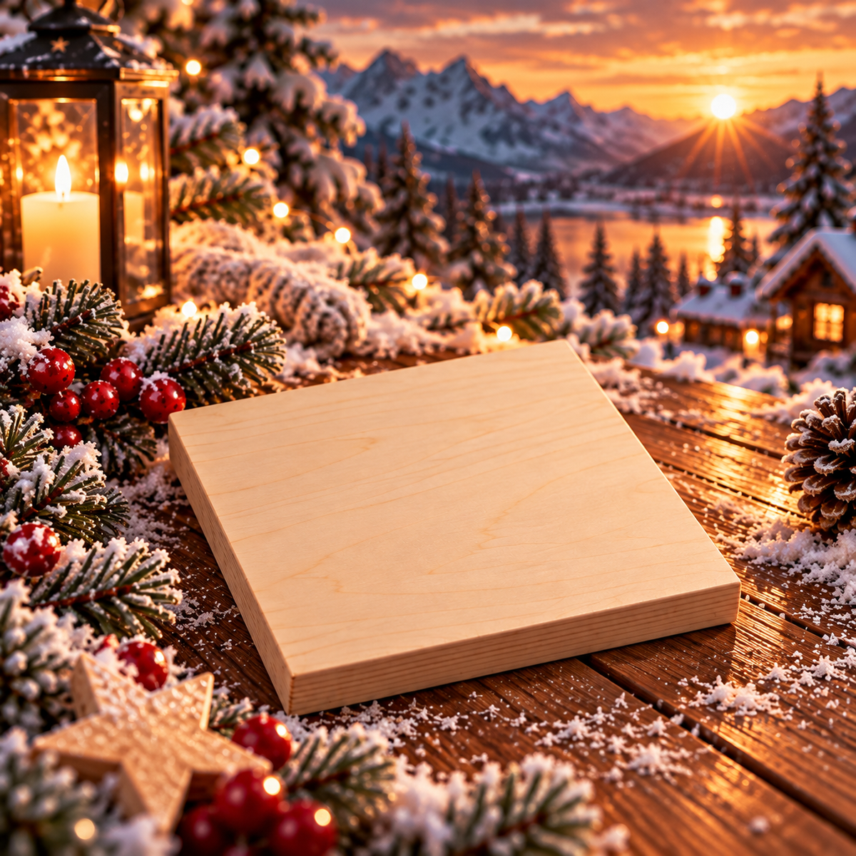 Holzfoto mit UV-Druck, 4er Set, 12x12cm