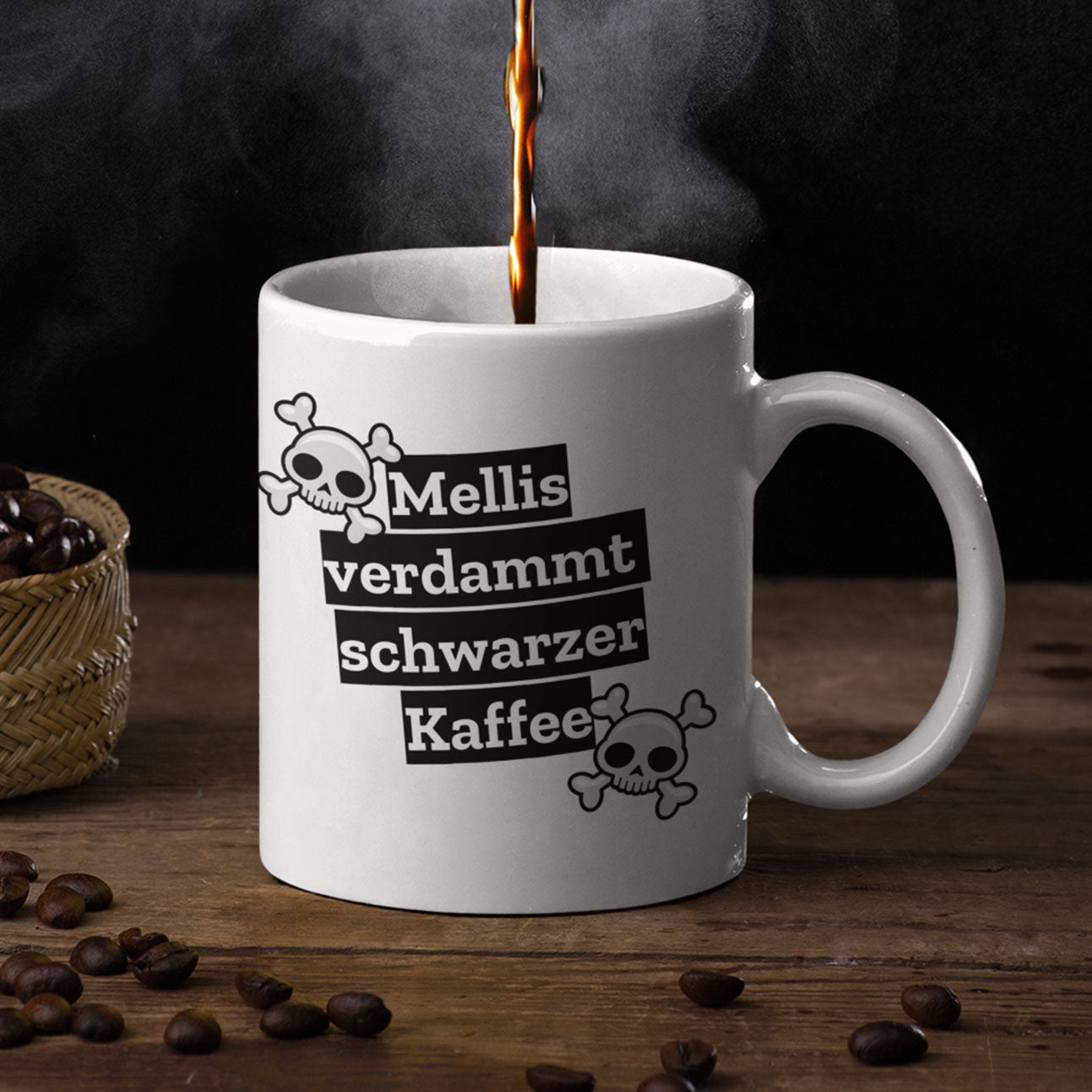 Weiße Keramiktasse mit Druck