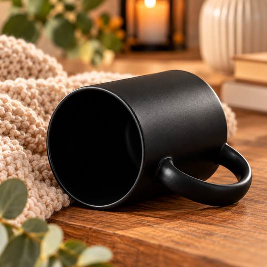 Keramiktasse (schwarz) mit individueller Gravur