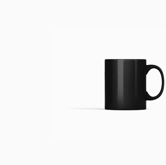Schwarze Keramiktasse mit individuellem Druck