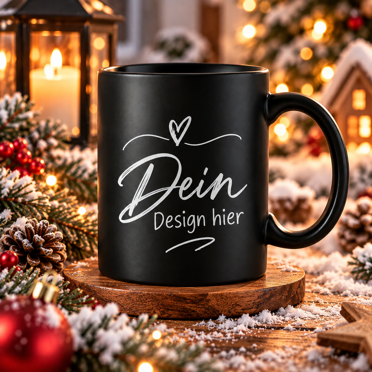 Keramiktasse (schwarz) mit individueller Gravur