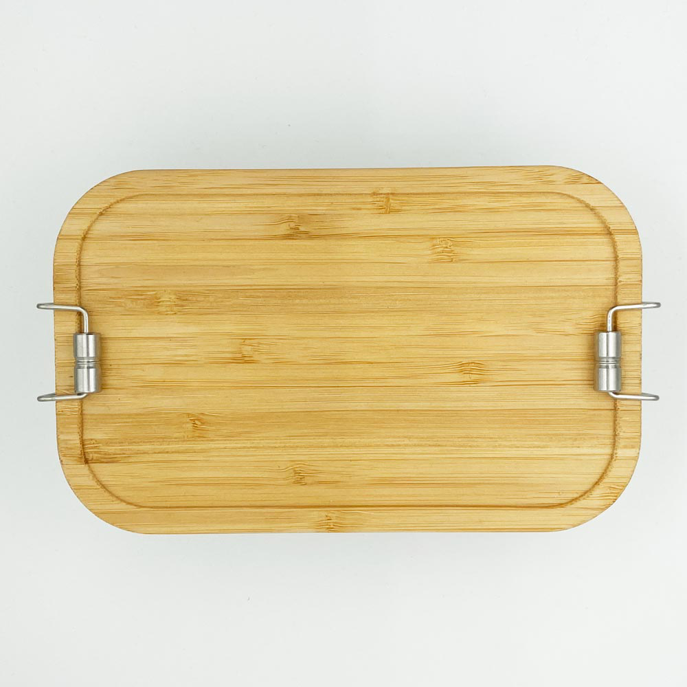 Große Lunchbox mit Bambusdeckel, ca. 1100ml - Mit Wunschgravur