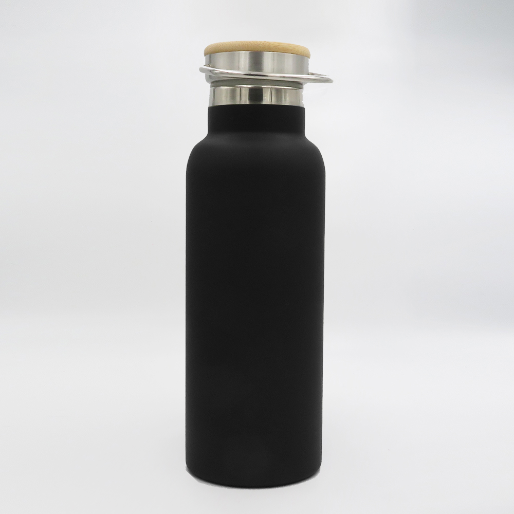 Edelstahl-Trinkflasche mit Bambusdeckel